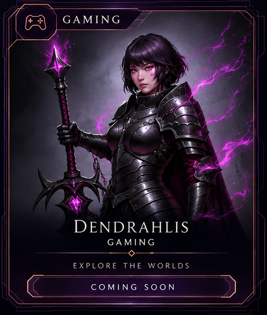 Dark Knight Morileth in black armor holding her weapon amid violet energy.